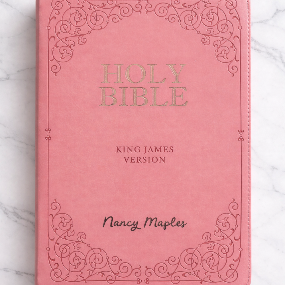Personalized Pink KJV Bible with Engraving and Tab Options