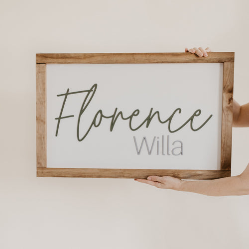wooden name sign
