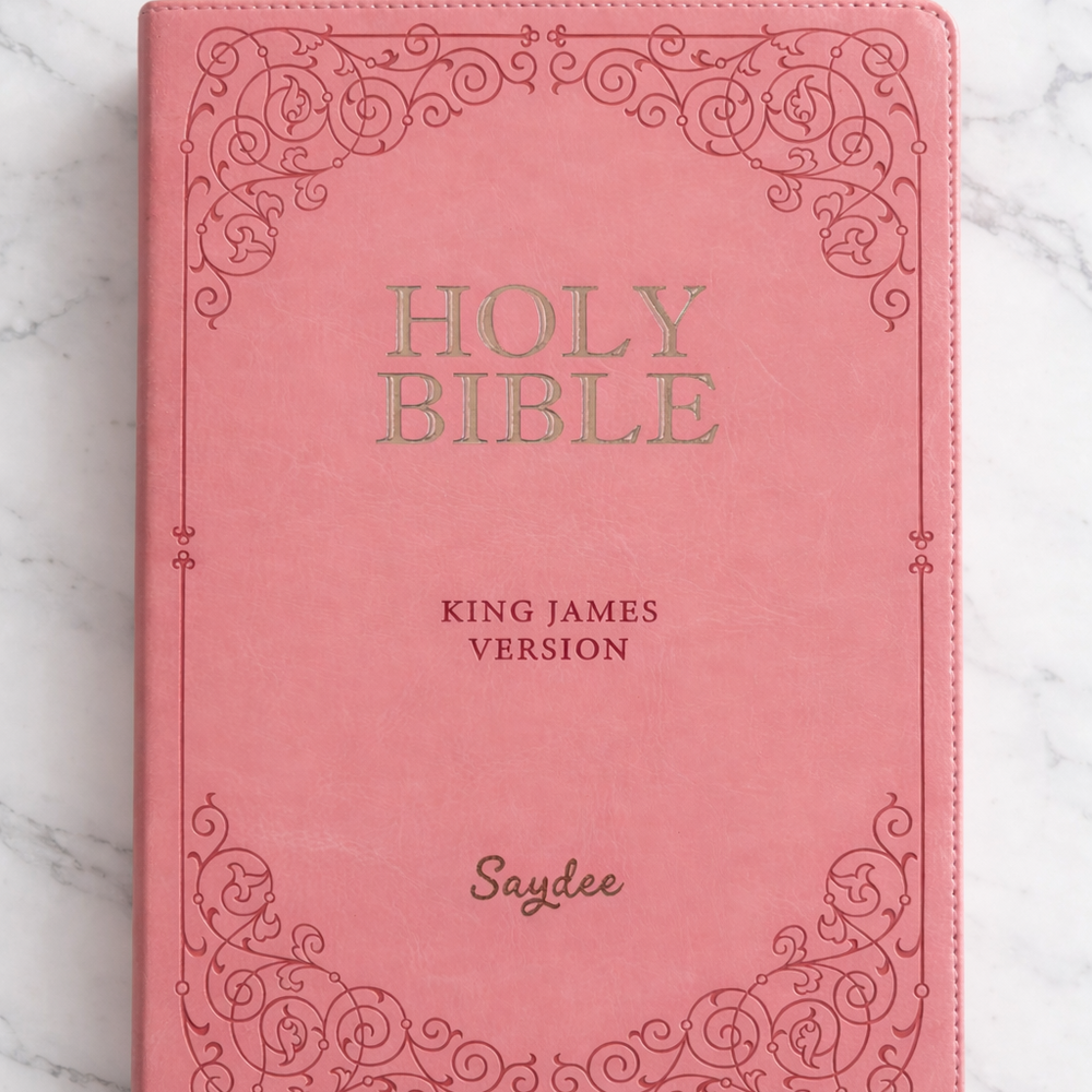 Personalized Pink KJV Bible with Engraving and Tab Options