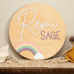 Round Nursery Sign - Rainbow