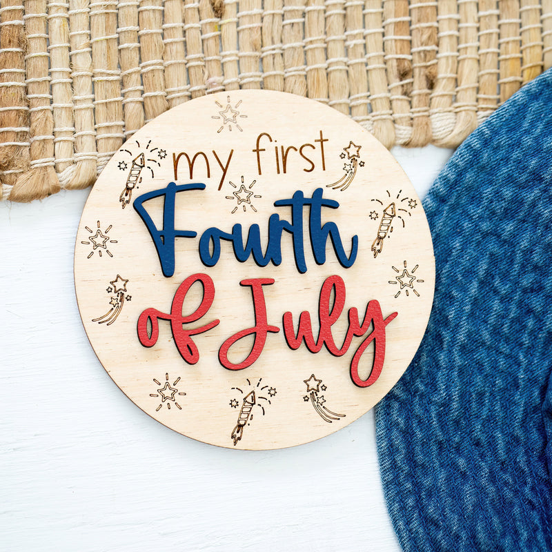 My First Fourth of July Wooden Milestone Disc