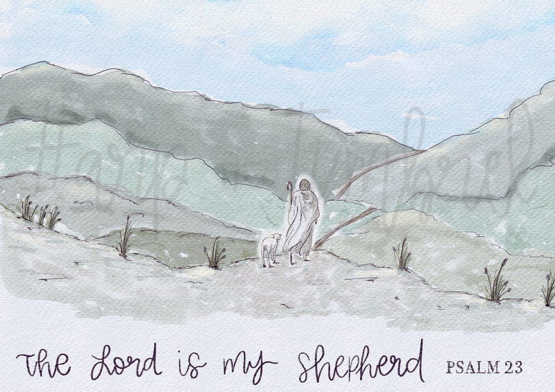 The Lord is My Shepherd - Watercolor Print