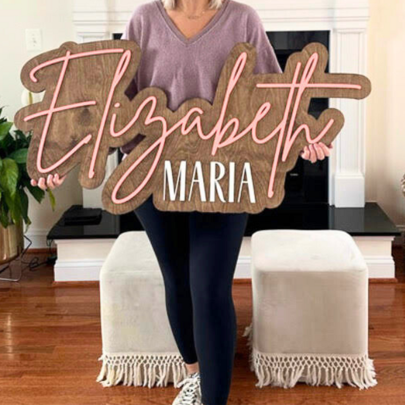 Outline Wooden Name Sign