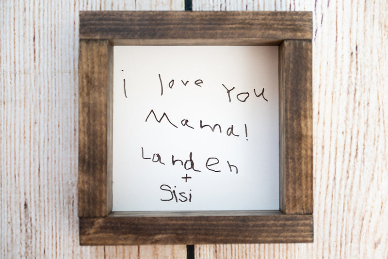 kid handwriting for mama engraved into wood sign