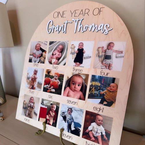 first birthday photo board