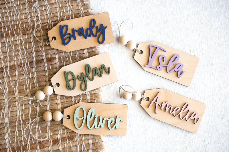 Beaded Wooden Name Tag