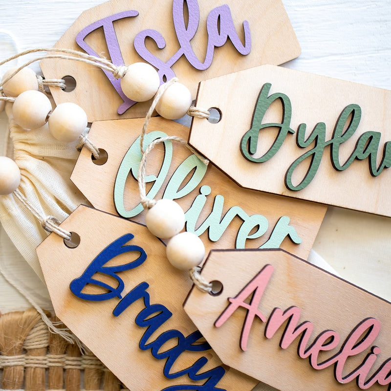 Beaded Wooden Name Tag
