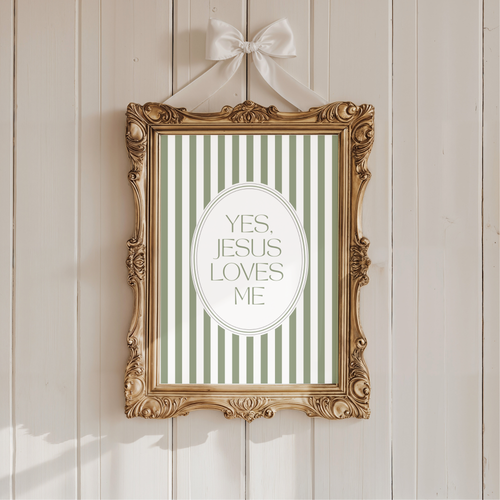 Jesus Loves Me Nursery Print Green