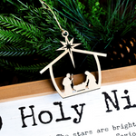 Rustic Wooden Christmas Nativity Ornament