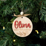 first christmas ornament wooden baby